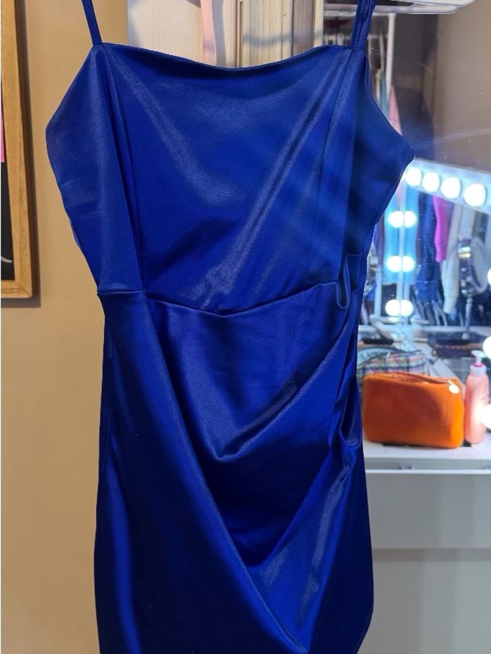 Elegant Royal Blue Satin Slip Dress by Honey and Rosie